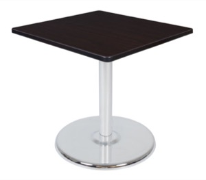 Via 30" Square Platter Base Table - Mocha Walnut/Chrome