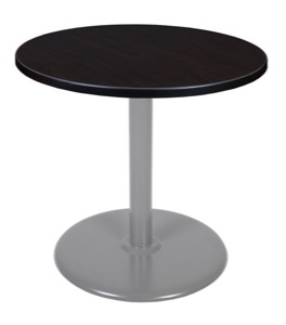 Via 30" Round Platter Base Table - Mocha Walnut/Grey