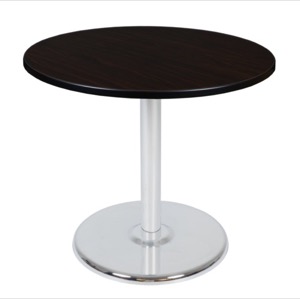 Via 36" Round Platter Base Table - Mocha Walnut/Chrome