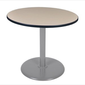 Via 42" Round Platter Base Table - Beige/Grey