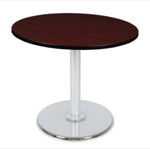 Via 42" Round Platter Base Table - Mahogany/Chrome
