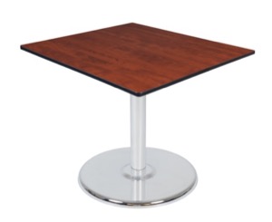 Via 48" Square Platter Base Table - Cherry/Chrome