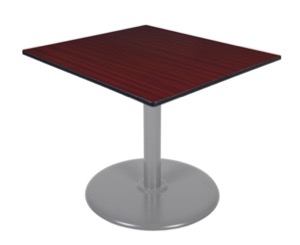 Via 48" Square Platter Base Table - Mahogany/Grey