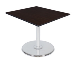 Via 48" Square Platter Base Table - Mocha Walnut/Chrome