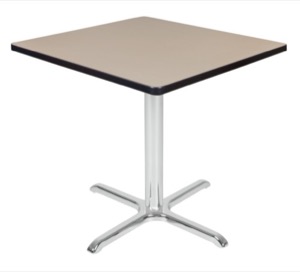 Via 30" Square X-Base Table - Beige/Chrome