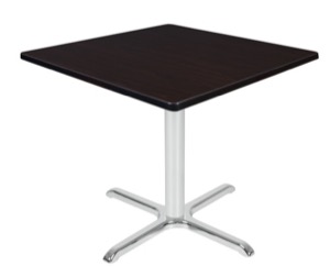Via 36" Square X-Base Table - Mocha Walnut/Chrome