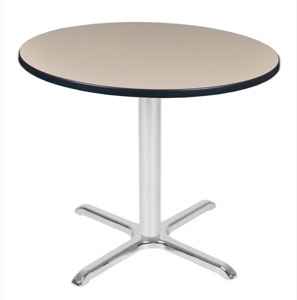 Via 36" Round X-Base Table - Beige/Chrome
