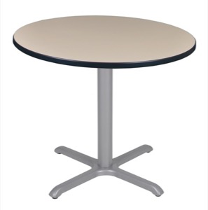 Via 36" Round X-Base Table - Beige/Grey