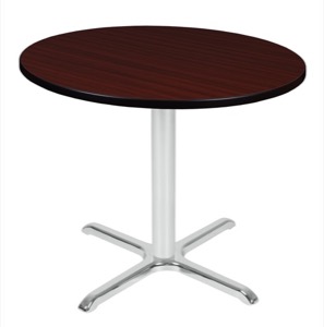 Via 36" Round X-Base Table - Mahogany/Chrome