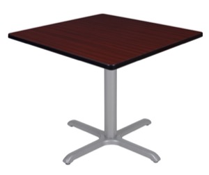 Via 42" Square X-Base Table - Mahogany/Grey