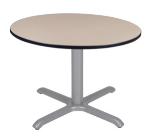 Via 48" Round X-Base Table - Beige/Grey