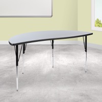 Wren - Half Circle Flexible Collaborative Wave Activity Table & long-lasting Scratch and Stain Resistant Top - Grey