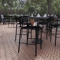 Nash - Modern Armless Commercial Indoor/Outdoor Steel Stacking Bar Stool - Black