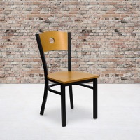HERCULES - Metal Dining Chair - Natural Wood Back/Natural Wood Seat/Black Metal Frame