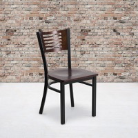 HERCULES - Metal Dining Chair - Walnut Wood Back/Walnut Wood Seat/Black Metal Frame