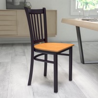 HERCULES - Metal Dining Chair - Natural Wood Seat/Black Metal Frame