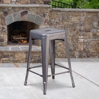 Lincoln - Stackable Industrial Style Modern Counter Stool - Clear Coated