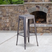 Lincoln - Stackable Industrial Style Modern Bar Stool - Clear Coated