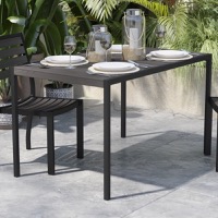 Lark - Outdoor Patio Dining Table & Umbrella Holder Hole - Gray Wash Teak