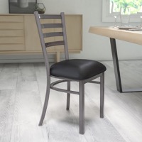 HERCULES - Metal Dining Chair for High Traffic Businesses - Black Vinyl Seat/Clear Coated Metal Frame