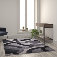 Harken Collection - Modern 5' x 7' Area Rug - Gray