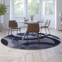Harken Collection - Modern 8' x 8' Round Area Rug - Gray