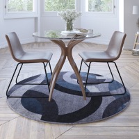 Harken Collection - Modern 5' x 5' Round Area Rug - Blue