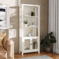 Stella - Modern Farmhouse 3 Shelf Bookcase & Lower Storage Cabinet - White