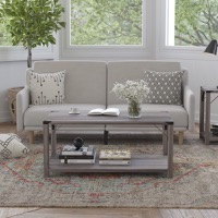 Wyatt - Modern Farmhouse Coffee Table & Lower Shelf - Gray Wash